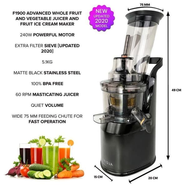 Långsamtuggande frukt- och grönsaksjuicer Slow Juicer Färska juicer och hälsosorbetglass