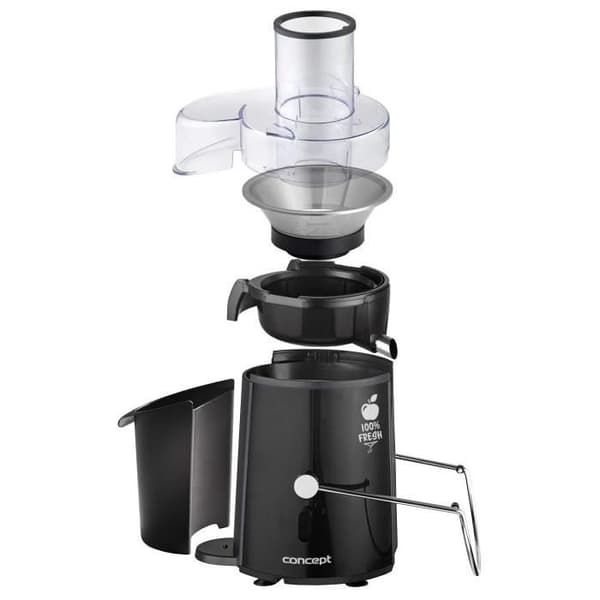 CONCEPT LO7027 FRESH, Juicextraktor, XXL HALS (7,2 cm), svart färg, två hastigheter, 1000 w, 16 800 rpm