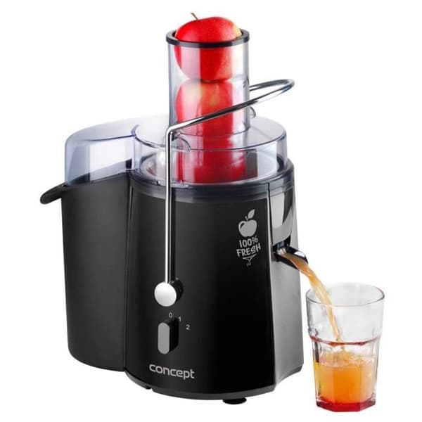 CONCEPT LO7027 FRESH, Juicextraktor, XXL HALS (7,2 cm), svart färg, två hastigheter, 1000 w, 16 800 rpm