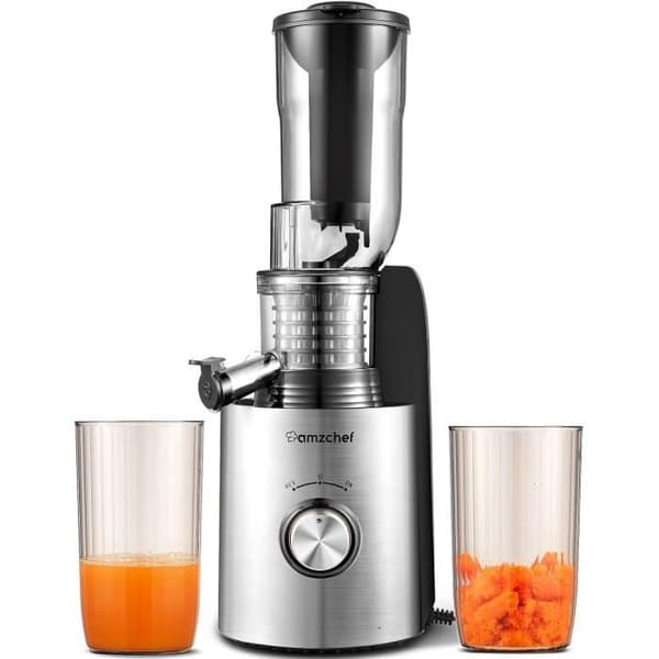 AMZCHEF 250W Safttillverkare med 2 patenterade filter - Kallpressad juicemaskin utan BPA - Svart Energiklass A