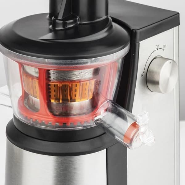 H.KOENIG GSX12 vertikal juicepress - Rostfritt stål - 400W - Skonsam tryckteknik - Tillbehör ingår