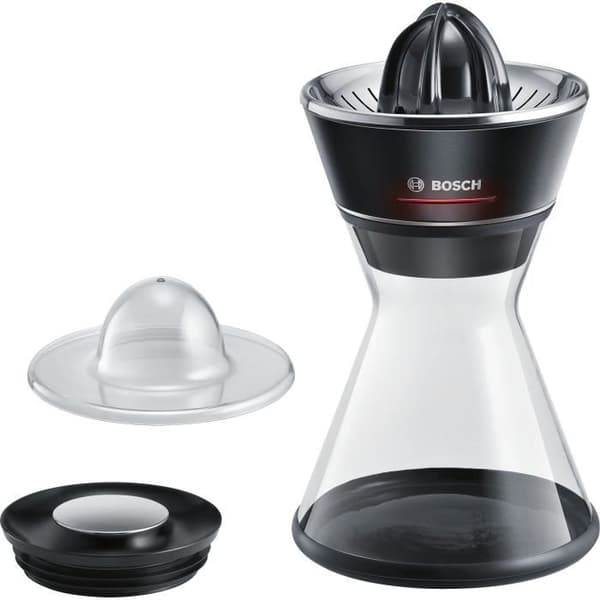 Citruspresser - BOSCH - MCP72GPB VitaStyle Citro - Sort/børstet rustfrit stål - 40 W - LED - Glasbeholder 1 L - universalkegle