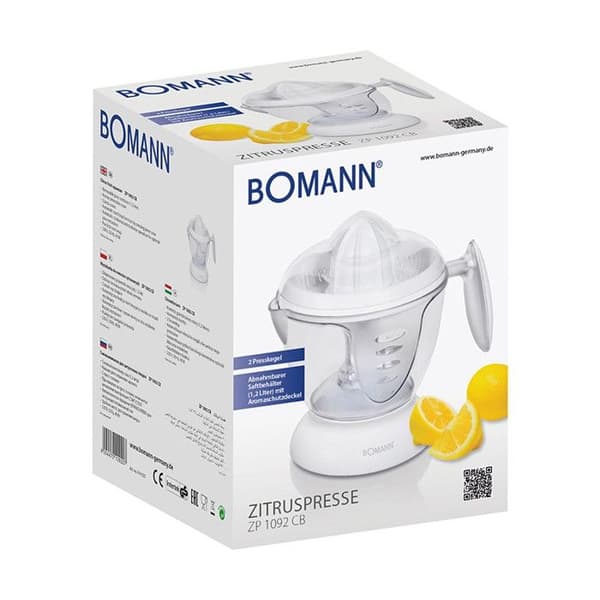 Bomann ZP 1092 CB Electric Citrus Juicer Vit - Sladdförvaring - 1,2 liter - 40 Watt