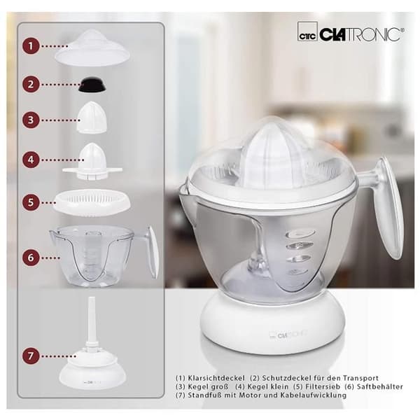Bomann ZP 1092 CB Electric Citrus Juicer Vit - Sladdförvaring - 1,2 liter - 40 Watt