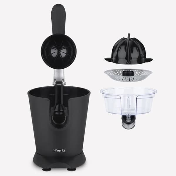 Citruspress - HKoeNIG - AGR82 - Elektrisk - 160 W - Tyst apparat - Mattsvart och rostfritt stål