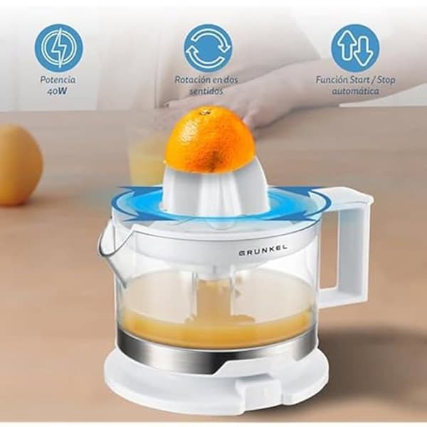 Grunkel - Elektrisk apelsin- och citrusjuicer - XP-545NG - Två utbytbara kottar, 5-nivås massaregulator,