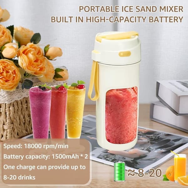 OBOSOE Bærbar genopladelig elektrisk juice mixer flaske, med 6 rustfrit stål blade og 500 ml halm, mini aftagelig juice mixer til Hjem