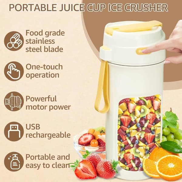 OBOSOE Bærbar genopladelig elektrisk juice mixer flaske, med 6 rustfrit stål blade og 500 ml halm, mini aftagelig juice mixer til Hjem