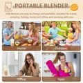 Miniatyrbillede 8 af 8: OBOSOE Bærbar genopladelig elektrisk juice mixer flaske, med 6 rustfrit stål blade og 500 ml halm, mini aftagelig juice mixer til Hjem