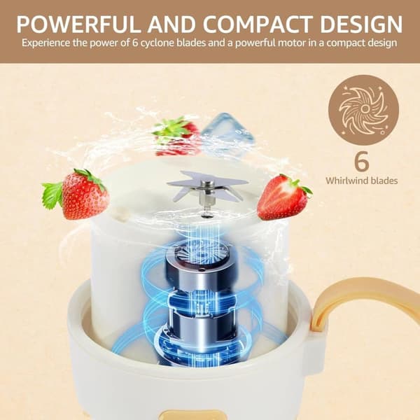 OBOSOE Bærbar genopladelig elektrisk juice mixer flaske, med 6 rustfrit stål blade og 500 ml halm, mini aftagelig juice mixer til Hjem