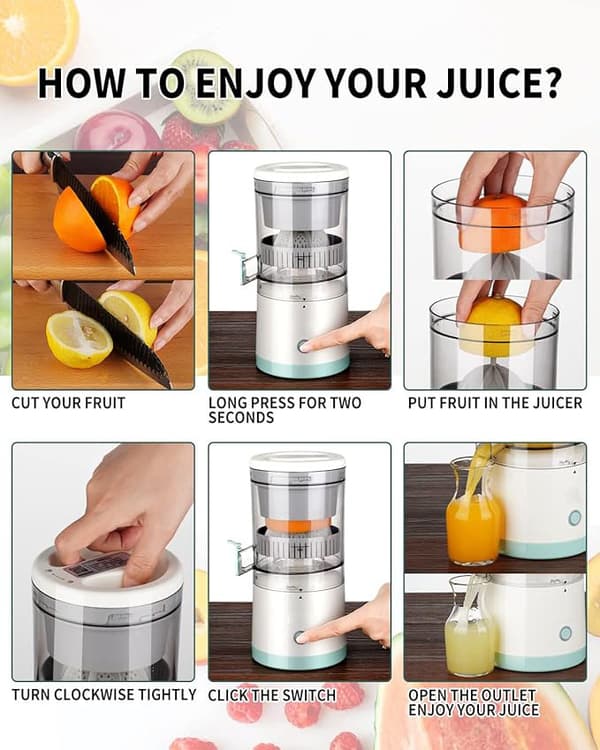 Elektrisk Juicepress - USB-laddbar, Bärbar Design för Enkel Användning