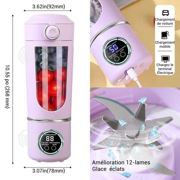 INN Petit vertikal juice extractor trådlös 700ml 50w 21000varv/min 1500mah digital display citruspress bärbar mini mixer