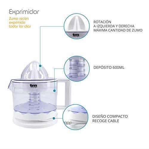 TM Electron tmpex002 elektrisk citruspress - massaregulator och enkel rengöring - vit