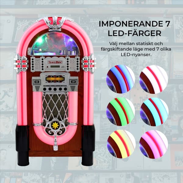 MonsterShop Retro Jukebox med Lydsystem og Belysning