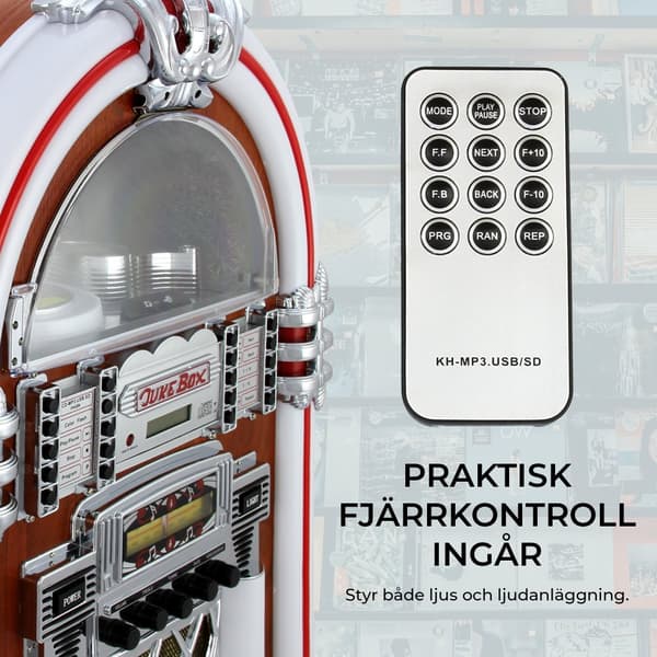 MonsterShop Retro Jukebox med Lydsystem og Belysning