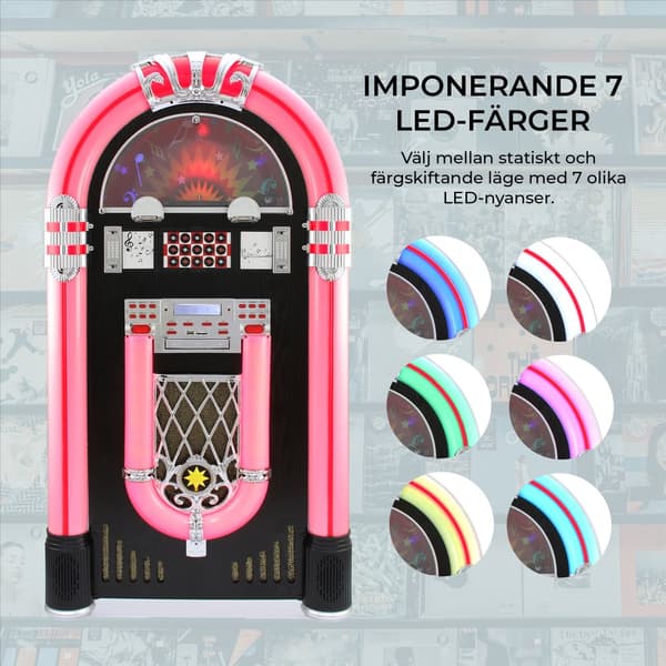 Jukebox med Vinylspelare, Ljudsystem & Belysning