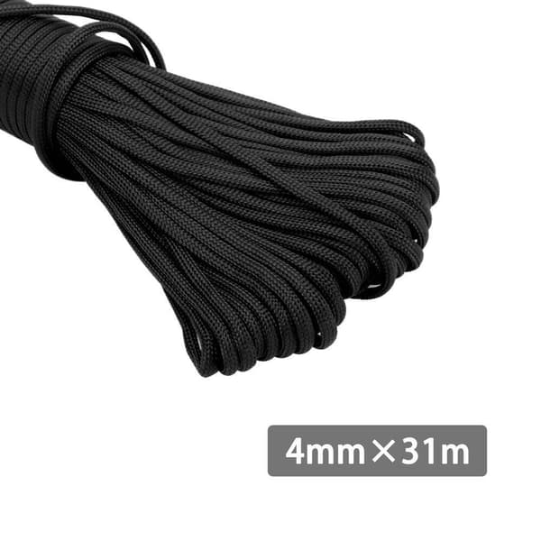 31 m hagetau i nylon 31 meter langt og 4 mm tykt Paracord-tau Slitesterkt og robust med 7 kjernetråder som er allsidig og fleksibelt