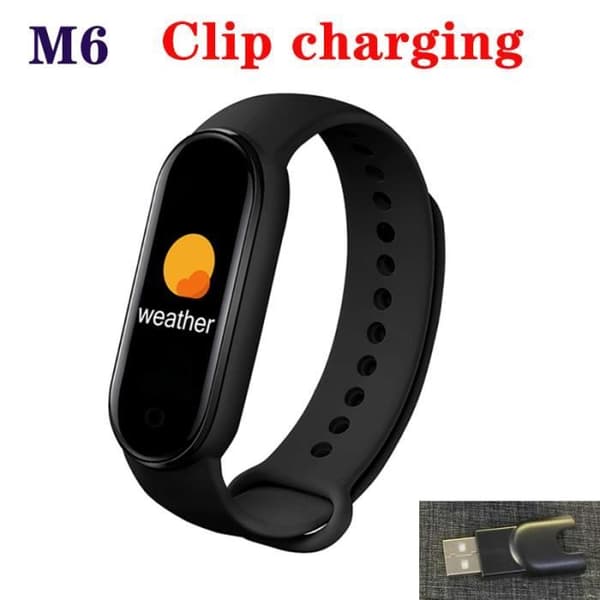 A01-Black M6 - M6 smartwatch, fysisk aktivitetsmätare, stegräknare, pulsmätare och