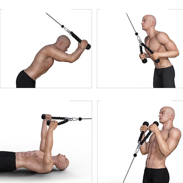 INF Triceps Pull Down Rope med karabinhage - Gym Cable Machine Attachment