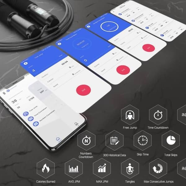 RENPHO Smart Fitness Hopprep - Bluetooth 4.0 - APP Datainspelning - Svart