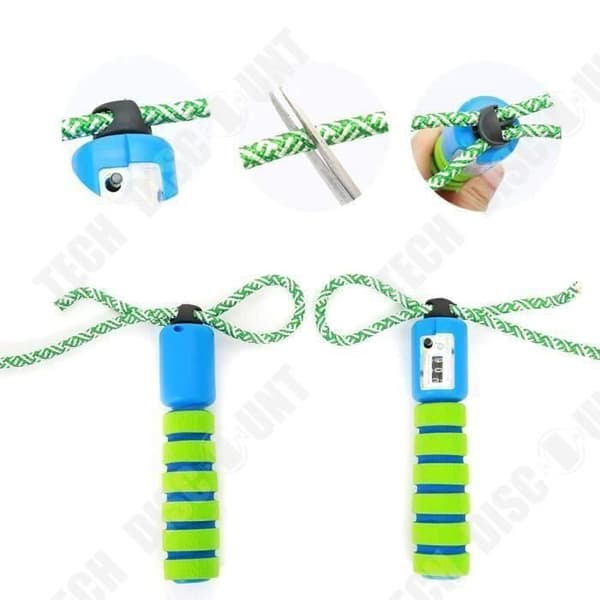 TD® hopprep för barn med inbyggt rätställbart rep - Barnspel - Kabel för fitness, boxning, crossfit, gym; Grön