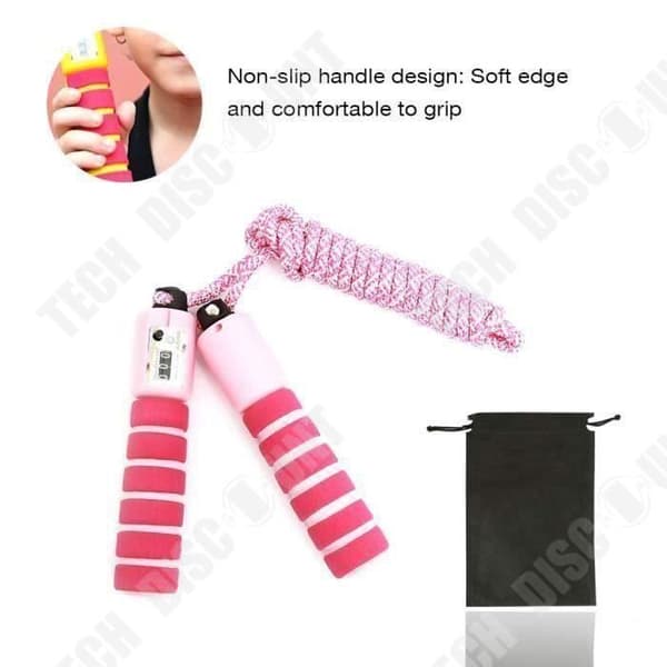 TD® hopprep för barn med inbyggd disk och justerbart rep - Barnspel - Kabel för fitness, boxning, crossfit, gym; Rosa