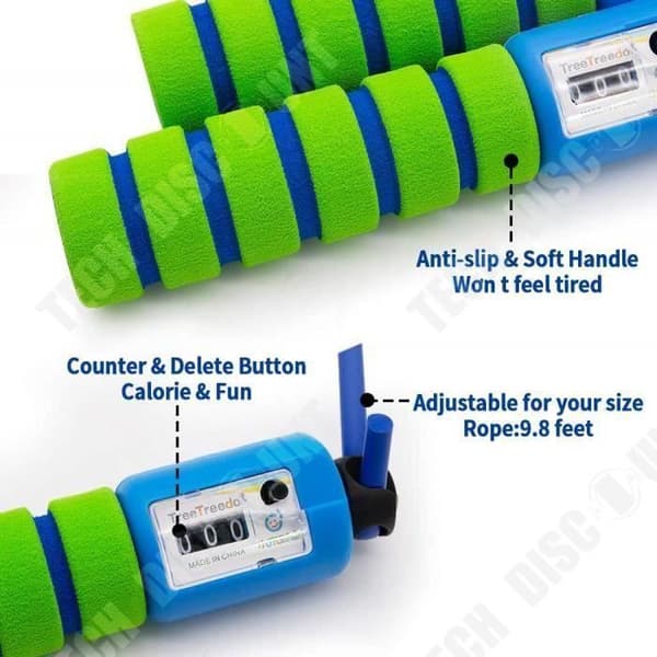 TD® set med 2 hopprep med inbyggd justerbar disk - Kabel för crossfit, fitness, boxning, gym, MMA, vuxna-barn