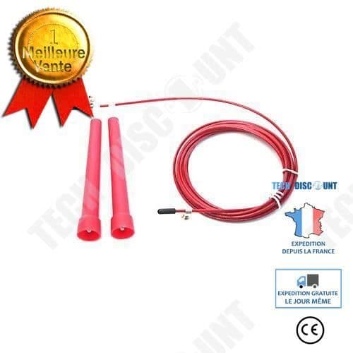 TD® Fitness Accessories - Bodybuilding, 3m Speed Jump Rope Herr och Dam Stålkabel Tråd Fitness Hoppa - Röd