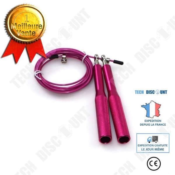 TD® Fitness Tillbehör - Kroppsbyggande, Speed Jump Rope 3M justerbart hopprep för träning - Hotpink Typ