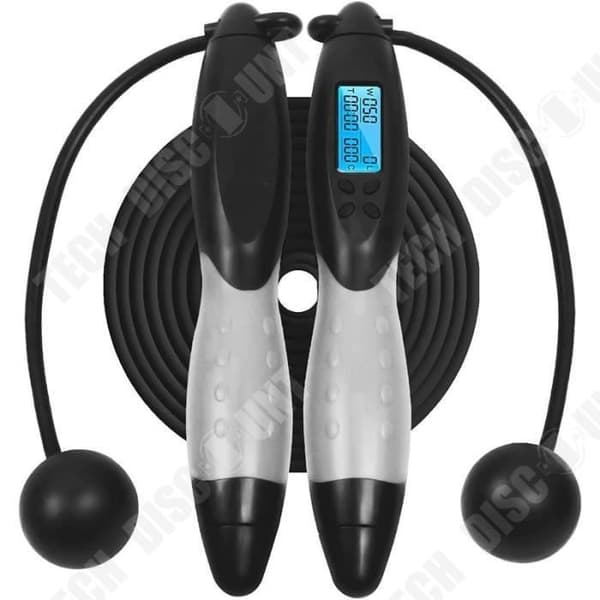TD® Fitness Accessories - Bodybuilding, Justerbart och Digitalt hopprep Sladdlöst hopprep med disk - Typ Svart Gr