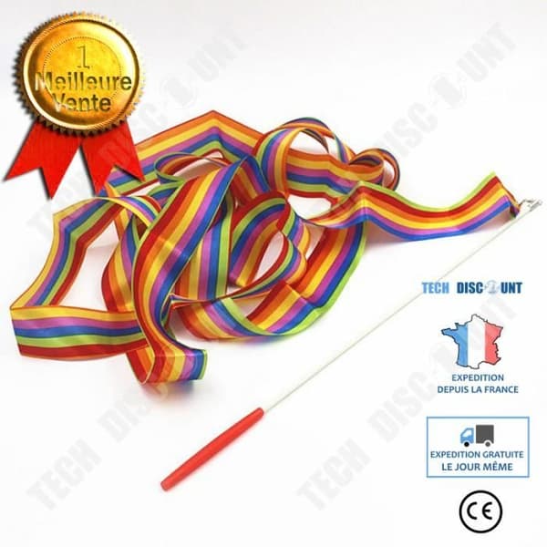 TD® Rainbow Gymnastics Ribbon - Regnbågsgymnastikband Barndansgymnastik 2m