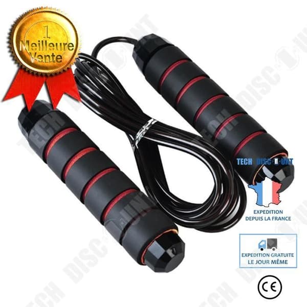 TD® Fitness Accessories - Styrketräning, Tangle Free Speed Jump Line med träningskullager och - Typ Red