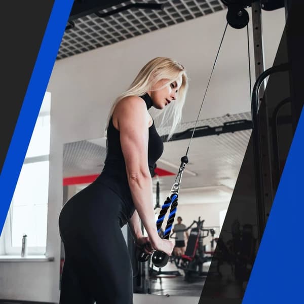 Deluxe Triceps repkabelfäste, 35,5 tum med blått, träningsmaskin