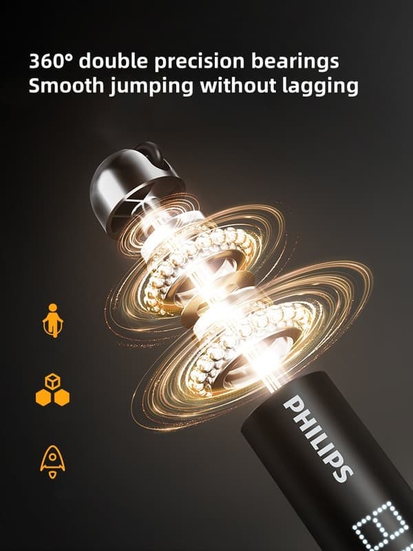 Philips Smart Trådløs sjippetov - FIT3702D, vægtet øvelse sjippetov med kalorietæller til piger og studerende