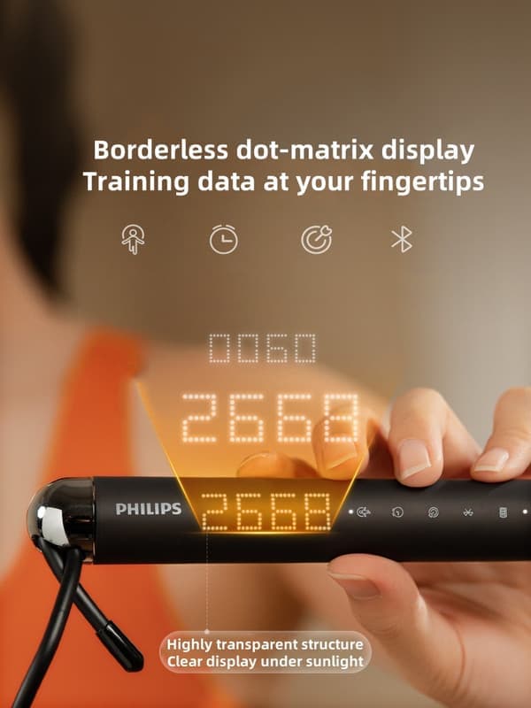 Philips Smart Trådløs sjippetov - FIT3702D, vægtet øvelse sjippetov med kalorietæller til piger og studerende