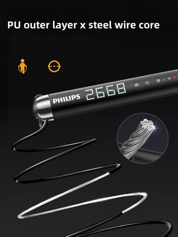 Philips Smart Trådløs sjippetov - FIT3702D, vægtet øvelse sjippetov med kalorietæller til piger og studerende