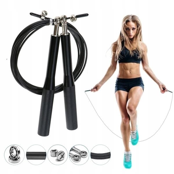 TERÄKSINEN HYPPYNARU LAAKERILLA SÄÄDETTÄVÄ CROSSFIT Musta