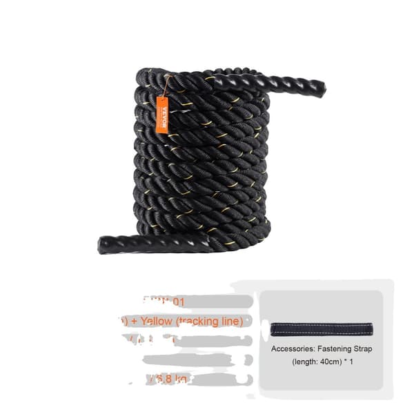 Battle Rope, 1,5 tum diameter, 30 fot längd, ultrahållbart material,Gul Svart 1.5in