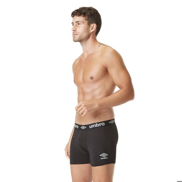Umbro Boxers för män 100 % bomull, hypoallergena, mjuka och naturliga herrtrosor, (5-pack) - svart