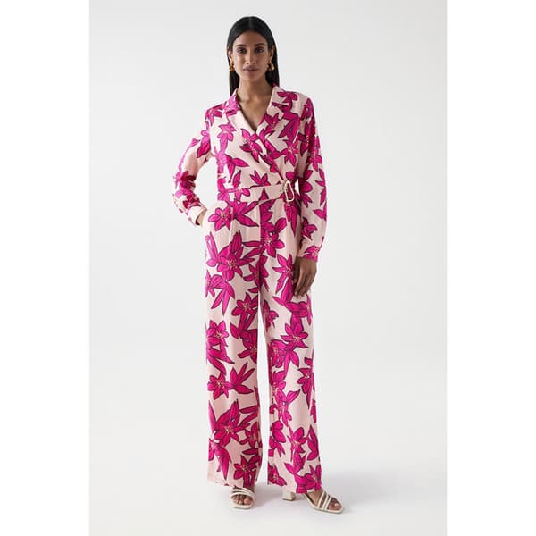 Salsa Jeans Jumpsuit Overall With Notch Collar Rosa M Kvinde