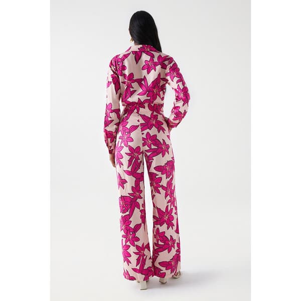 Salsa Jeans Jumpsuit Overall With Notch Collar Rosa M Kvinde