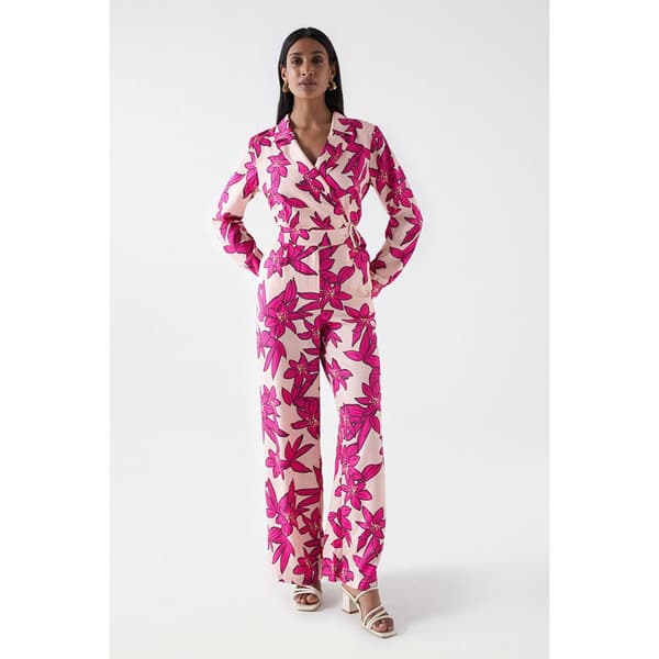 Salsa Jeans Jumpsuit Overall With Notch Collar Rosa M Kvinde