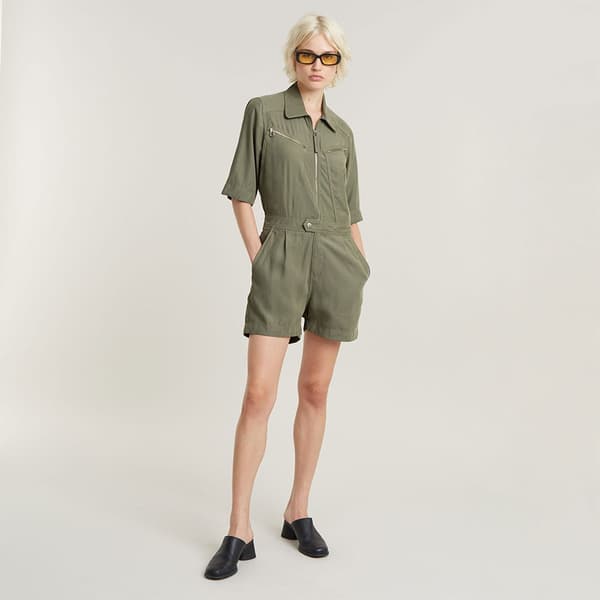 G-star Zip Playsuitleeve Playsuit Grøn L Kvinde