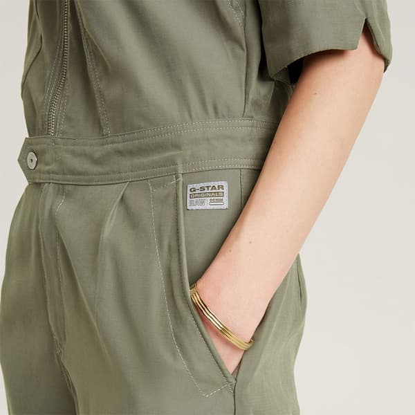 G-star Zip Playsuitleeve Playsuit Grøn L Kvinde