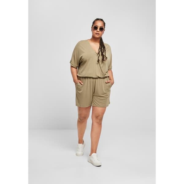 Kvinnlig kombishort - Urban Classics - Stora storlekar - Kaki grön - Bekväm - Fickor för händerna