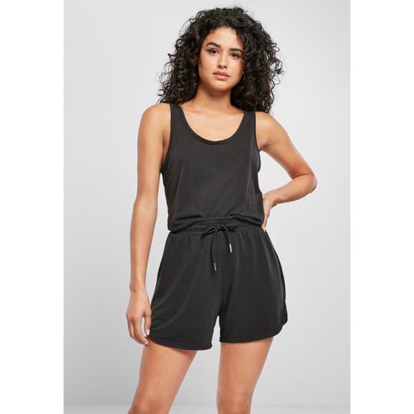 Ärmlös jumpsuit - Urban Classics - Modal - Svart - Dam - Djup uringning