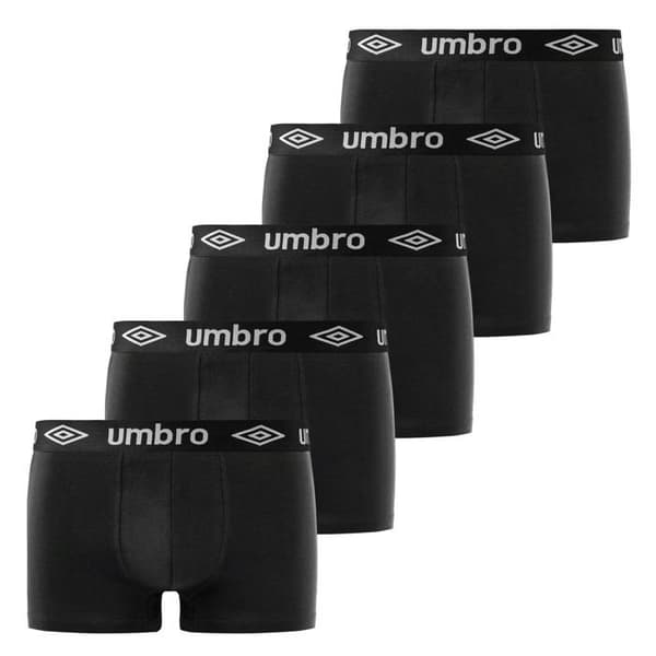 Umbro Boxers för män 100 % bomull, hypoallergena, mjuka och naturliga herrtrosor, (5-pack) - svart