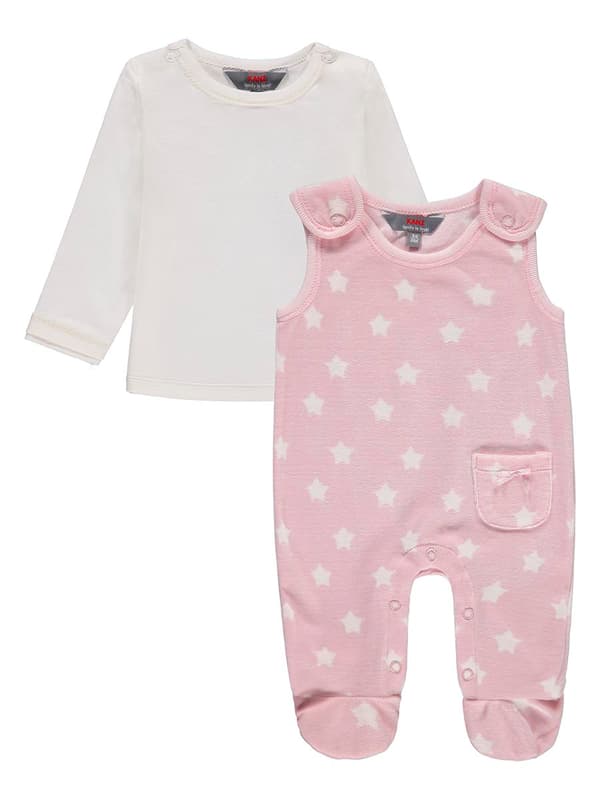Flickset, långärmad blus, pyjamas, vit och rosa, Kanz