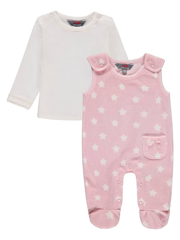 Flickset, långärmad blus, pyjamas, vit och rosa, Kanz