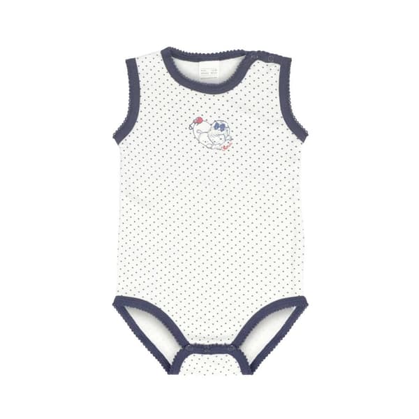 2 kpl vauvan hihaton body, valkoinen, pilkullinen, Olimpias